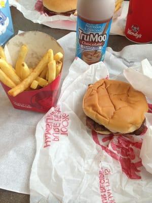 Kids meal hamburger with chocolate milk