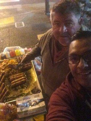 Me and Mr. Mario at his street stand.  Simply delicious hot dogs!