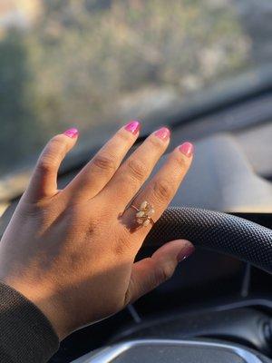 Gold diamond opal ring