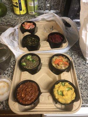 Yetsom Beyayenet (Vegan Plate). Containers served in.