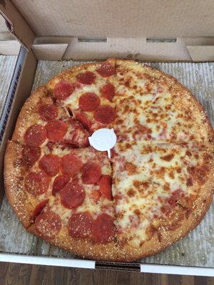 1/2 pepperoni, 1/2 Extra Cheese