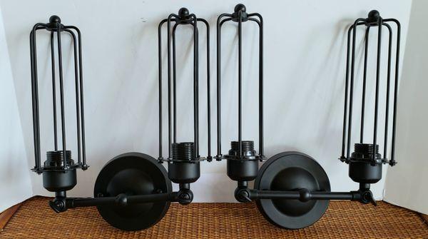 Pair Of 1980s 2 Light Matte Black Cage Sconces  W-10", D-6", H-14.5",  $330  S725