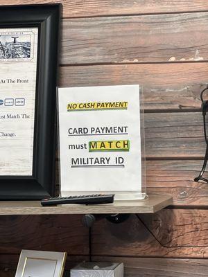 Strange.  A DOD organization is not accepting cash which is printed by the same federal govt.  why is that?