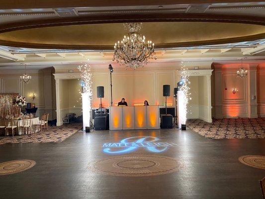 SESDJ Wedding Setup with Monogram, Sparks, Lighting Towers & RCF Pro Sound  at The NHP Inn