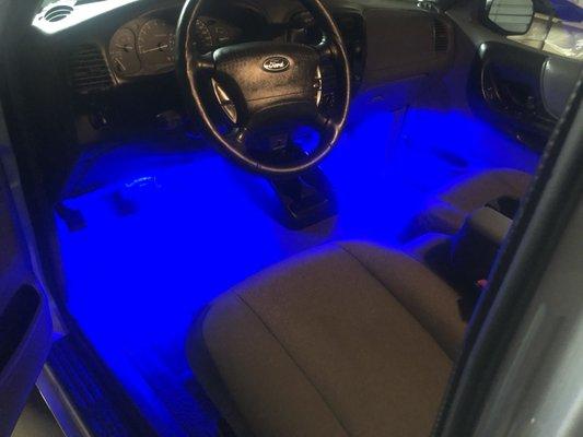 LED Lights under front seats.