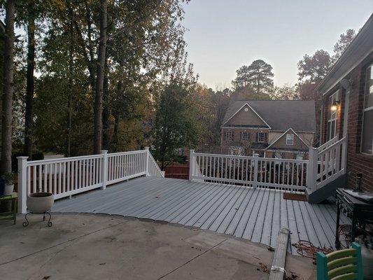 Trex decking with vinyl railing