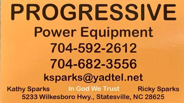 Progressive Power Equipment Business Card - In God We Trust - Family Owned & Operated