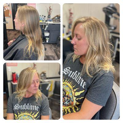 Balayage, cut and style