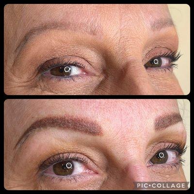 Powder brows over old microblading