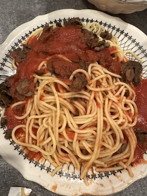 2/2023 spaghetti marinara sauce and mushrooms