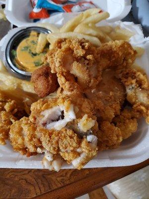 The Hook Up Catfish Nugget and Fries, YUM! YUM!