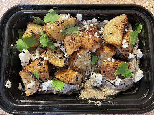 Hannah sweet potatoes and garlicky charred eggplant-tahini puree...so good!!