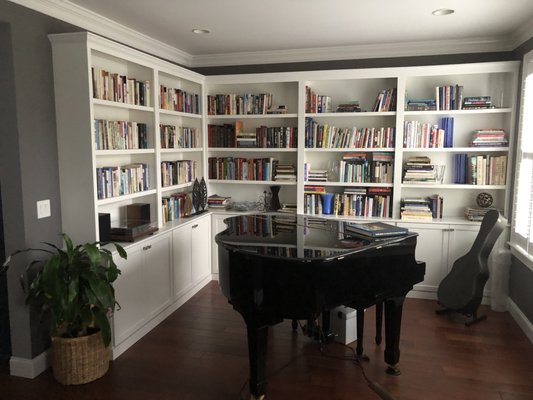 Our Music Room wall units designed, constructed and installed by Affordable Built-Ins in 2019