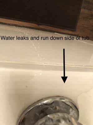 Never fixed water running down side of tub