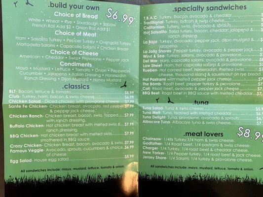 Menu - think they said it's old pricing though