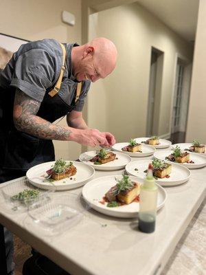 Chef Colton playing our steak course