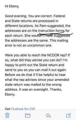 Random employee response from same email me and Pam were conversing from