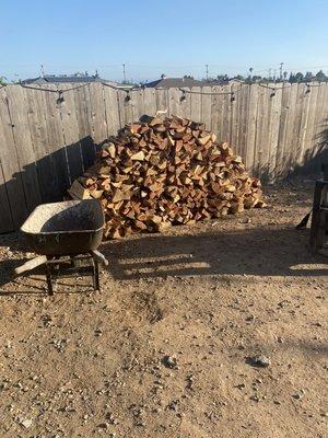 1/2 cord firewood stacked and delivered