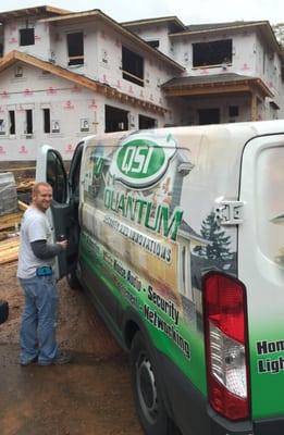 Our Lead Technician, AJ, arriving onsite at one of our Custom Homes in Dilworth.