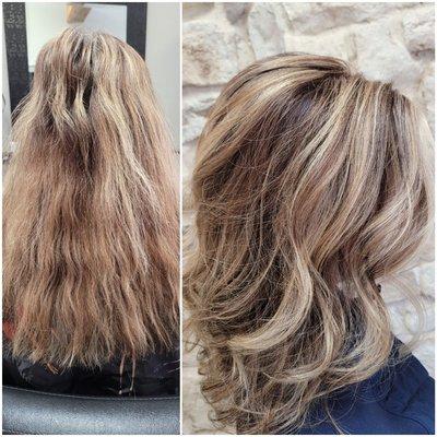 before and after reverse balayage