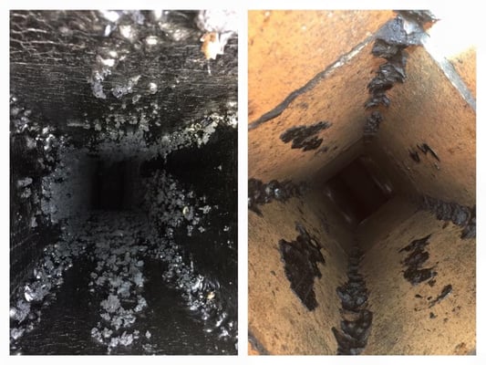 Before and after, chimney cleaning