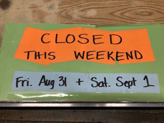 Happy Labor Day weekend.   The recycle center is closed this weekend.  Regular hours for fall Tue 10-4 We'd 10-5 Thur 10-5 Fri 9-1 Sat 9-1