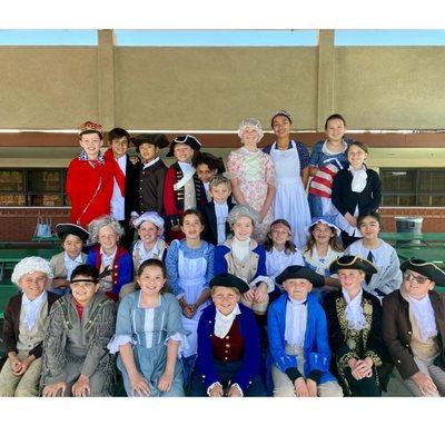 My Son is bottom, far right in the brown jacket with shirt and hat from Heritage Costume.  Crispus Atticus