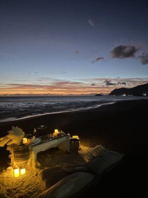 Beautiful night picnic after sunset