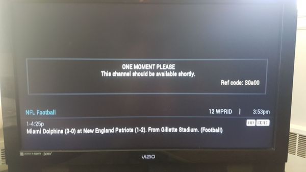 Tried to watch the game today Sunday 30 Sept. Only CBS channel 12, all other channels work fine. Called to find they are closed on weekends.