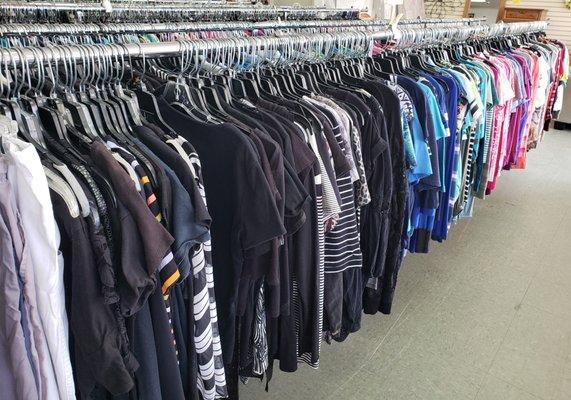 Women's and Men's clothing $3 each or 3 for $7.