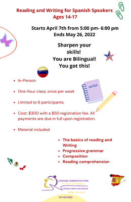 Reading, writing, Spanish speakers