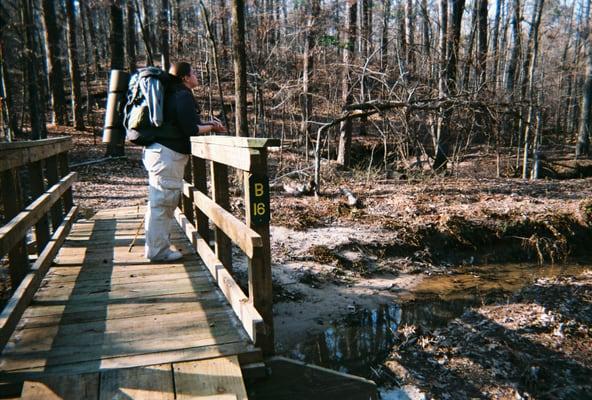 New wood bridges for pedestrians and bikes on the Cane Creek Lake Trail