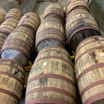 Barrels waiting to be loaded into the warehouse.