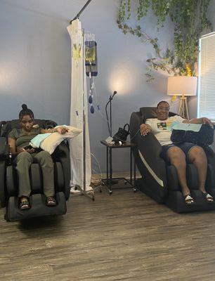 It's a family affair- Mother daughter duo receiving IV Therapy, one of our most popular treatments.