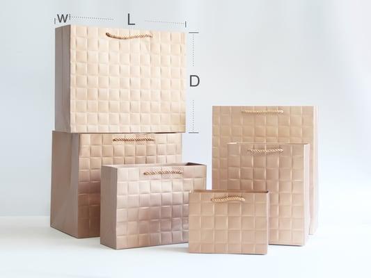 Rose Gold Square Embossing Paper Bags http://bit.ly/PBFG001