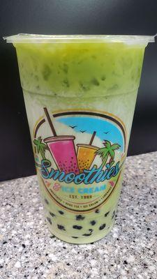 Green Thai Tea Smoothie with Bubbles