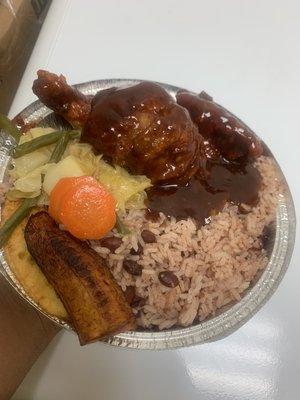 Barbecue fry rice & peas traditional way