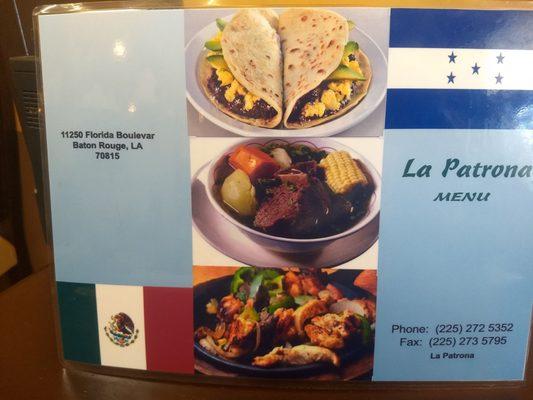 Menu Oct. 2020 La Patrona