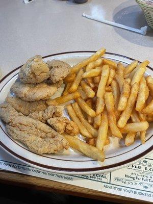 Chicken Tenders with fries.