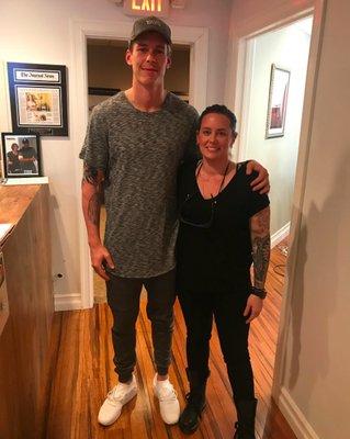 Mary with Brad Wing of the NY Giants