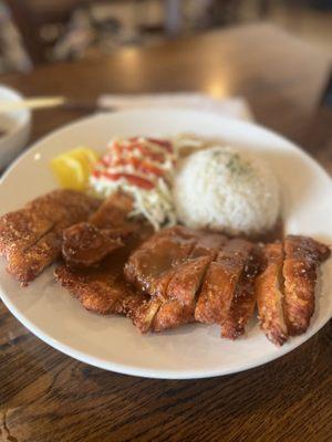 Large portion size.  Tonkatsu with Demi sauce.