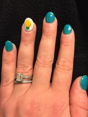 Little pineapple on my ring fingers for my vacation