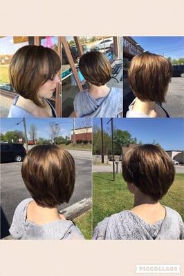 asymmetrical bob with balayage highlights