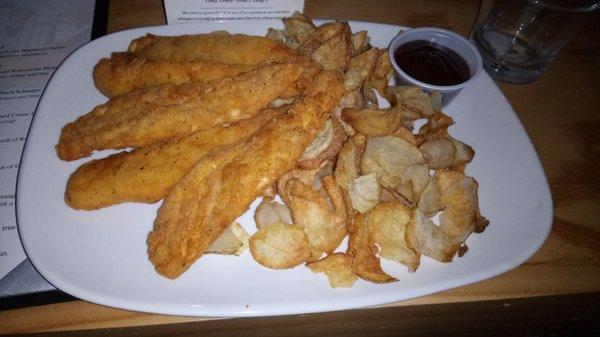 Chicken tender and house chips