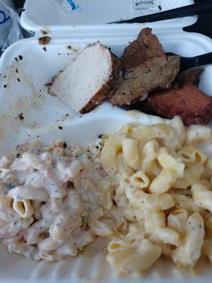 Pork loin, tri-tip, Hawaiian and cheese Mac.