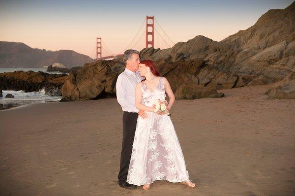 Baker Beach at sunset.