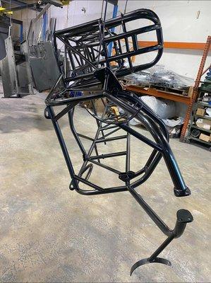 Chassis Frame sandblasted, five stage pretreated, primed and coated with a out of stock color CADILLAC GREY.