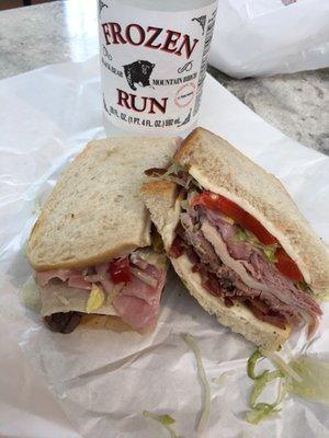 Turkey, roast beef, ham, meunster, lettuce and sweet peppers on sourdough