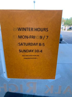 Winter hours