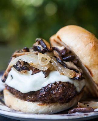 The Mushroom & Swiss - one of our Gourmet Burgers (available after 5pm).